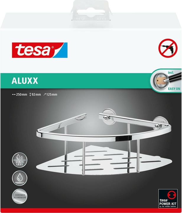 Produktbild tesa ALUXX Duschablage inkl. Klebelösung ohne Bohren (25 x 12.50 x 9.20 cm)