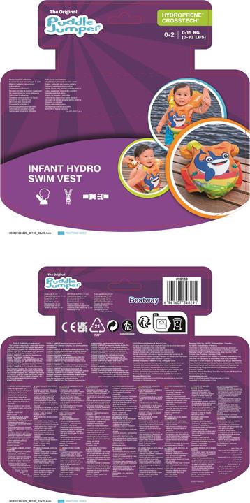 Productafbeelding Bestway Puddle Jumper® zwemvest kleine walvis met stoffen overtrek, 0-2 jaar (tot 15 kg)