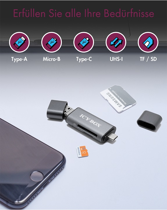 Actual product image Icy Box Ib-Cr200-C (USB, USB 2.0 Micro-B)