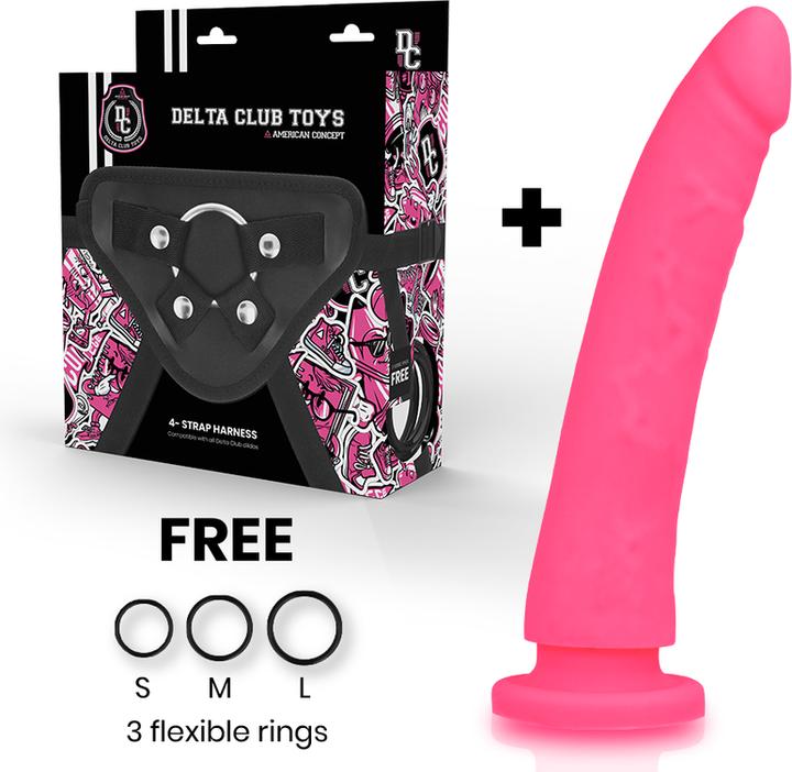 Produktbild Delta Club TOYS GURT + DONG ROSA SILIKON 23 CM -O- 4.5 CM