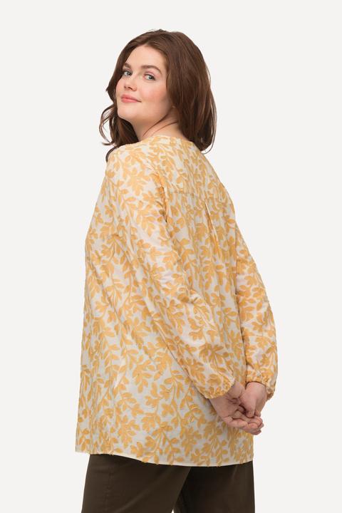 Actual product image Ulla Popken Eco Cotton Floral Embroiderd Long Sleeve Tunic Shirt (46, 48)