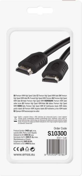 Produktbild Emos High Speed HDMI Kabel 2.0 A Stecker – A Stecker 3m (3 m, HDMI, 2.0)