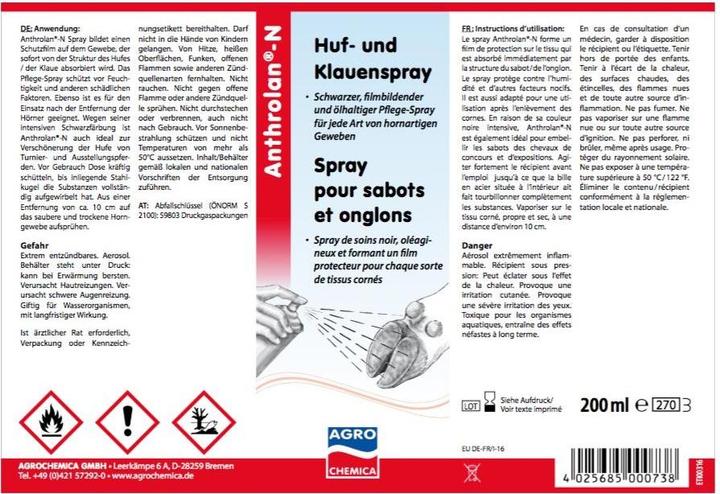Produktbild AgroChemica Anthrolan-N Hufspray (Pferd, Hund, 200 ml)