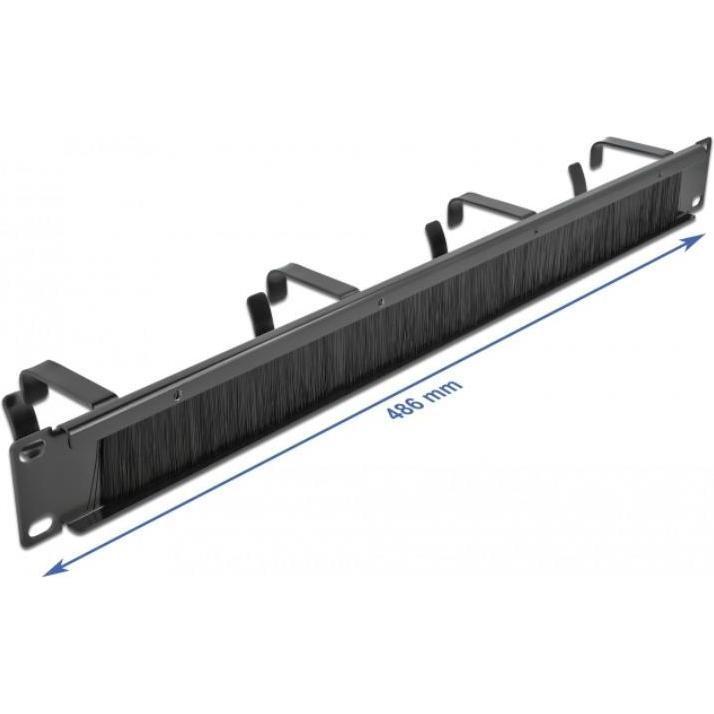 Thumbnail - Delock Cable Management Brush Strip with 4 hooks, Serverschrank Zubehör, Schwarz