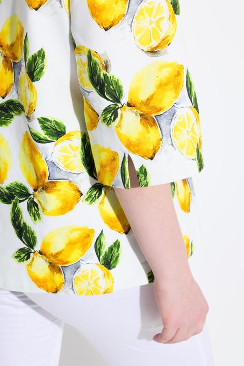 Actual product image Ulla Popken Lemon Print 3/4 Sleeve Jacket (54)