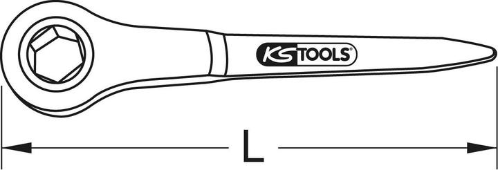 Actual product image KS Tools BRONZEplus Construction ratchet, hexagonal, with "rat-tail" handle 19 mm