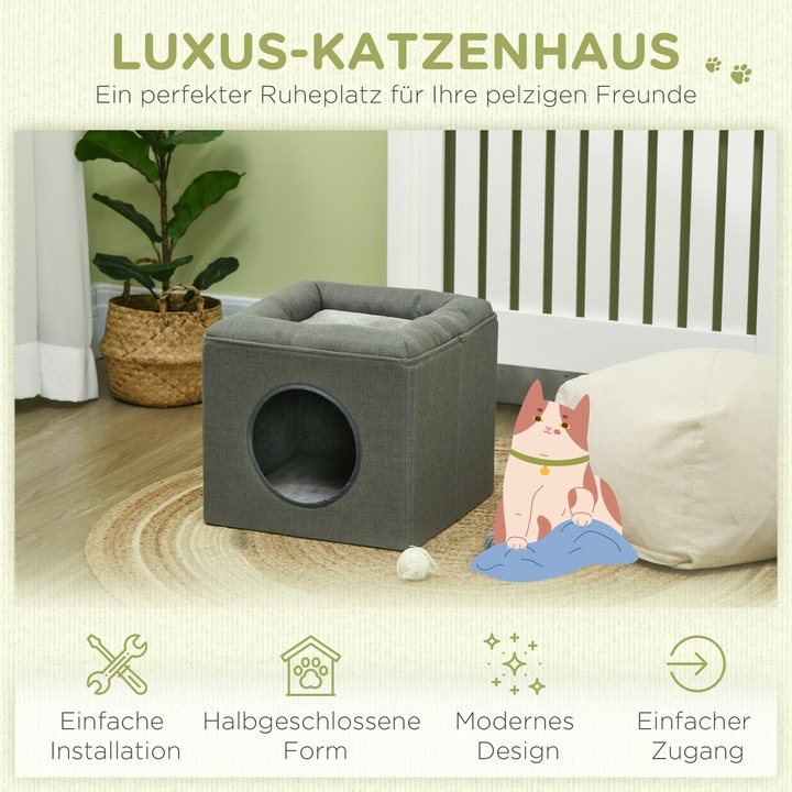 Produktbild PawHut Katzenhöhle mit weichem Kissen (Katze)