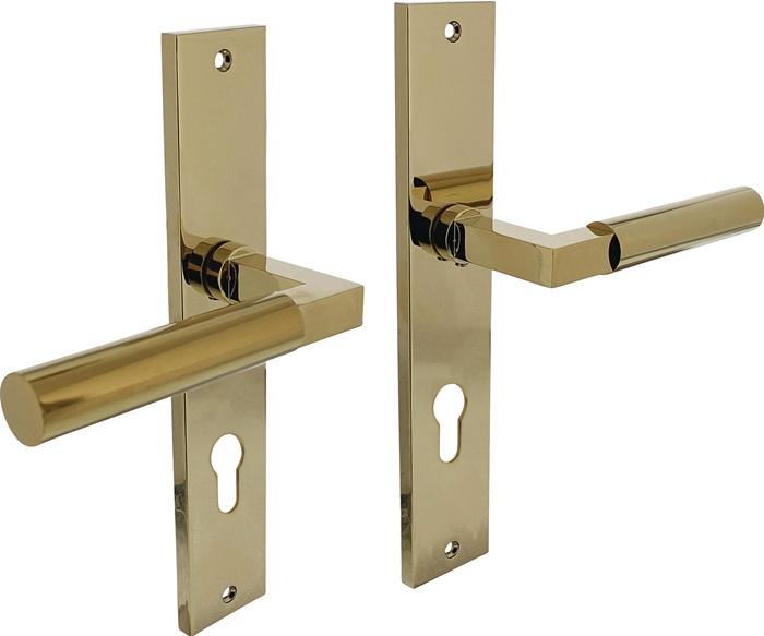 Actual product image Intersteel Langschildschildgarnitur Baustil Aluminium F3 Messing PZ 72 mm DIN links / rechts