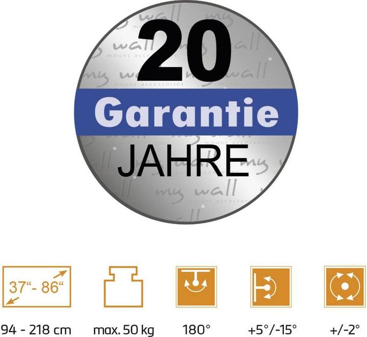 Produktbild myWall My Wall TV-Wandhalterung 94,0 cm (37") - 218,4 cm (86”) Schwenkbar (Wand, 50 kg, 37" - 86")