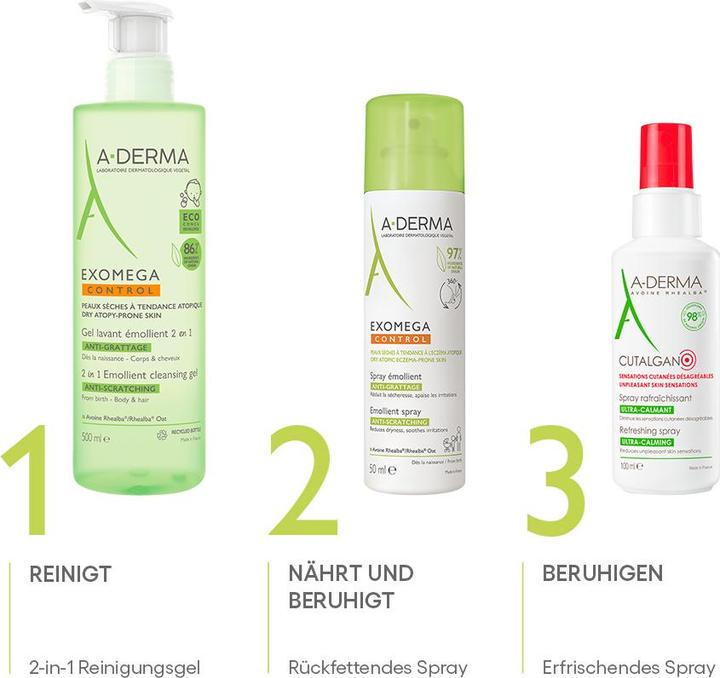 Produktbild A-Derma Exomega Control Emollient Soothing Spray For Dry And Atopic Skin 50Ml (Körperlotion, 50 ml)