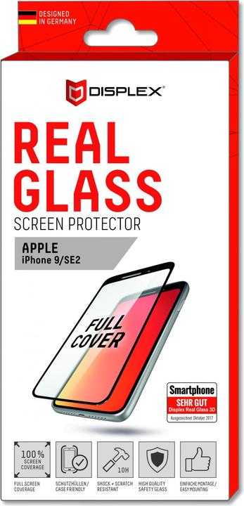 Produktbild Displex Real Glass, Full Cover Panzerglas (1 Stück, Apple iPhone SE (3rd Gen), Apple iPhone SE (2nd Gen), Apple iPhone 6, Apple iPhone 8, Apple iPhone 7)