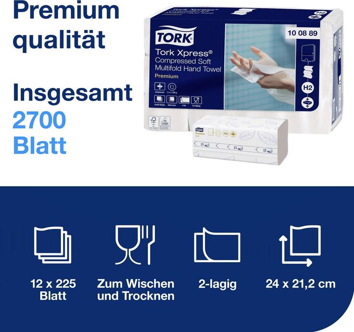 Immagine prodotto Tork Asciugamano piegato 2700ST 2 veli bianco (12x)