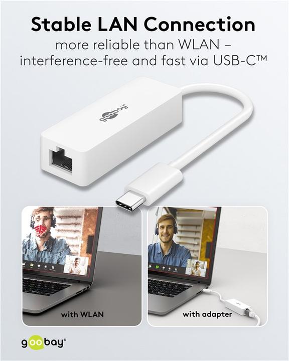 Produktbild Goobay USB C Adapter (USB-C, RJ45 Gigabit Ethernet (1x))