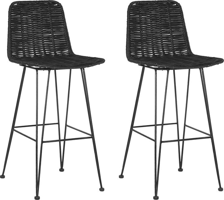 Produktbild Beliani Barhocker Rattan schwarz 2er Set CASSITA