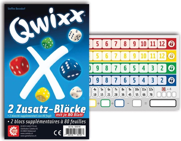 Produktbild Game Factory Qwixx 2 Zusatz-Blöcke (Deutsch, Französisch, Italienisch)