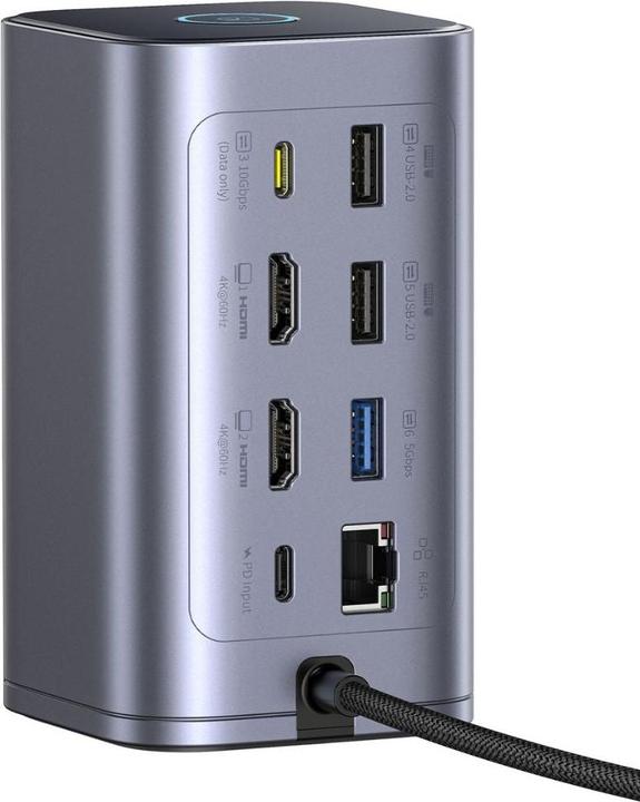 Actual product image Baseus USB-C Hub NU1 Air Spacemate, 12in1, Grey (USB-C, 12 ports)
