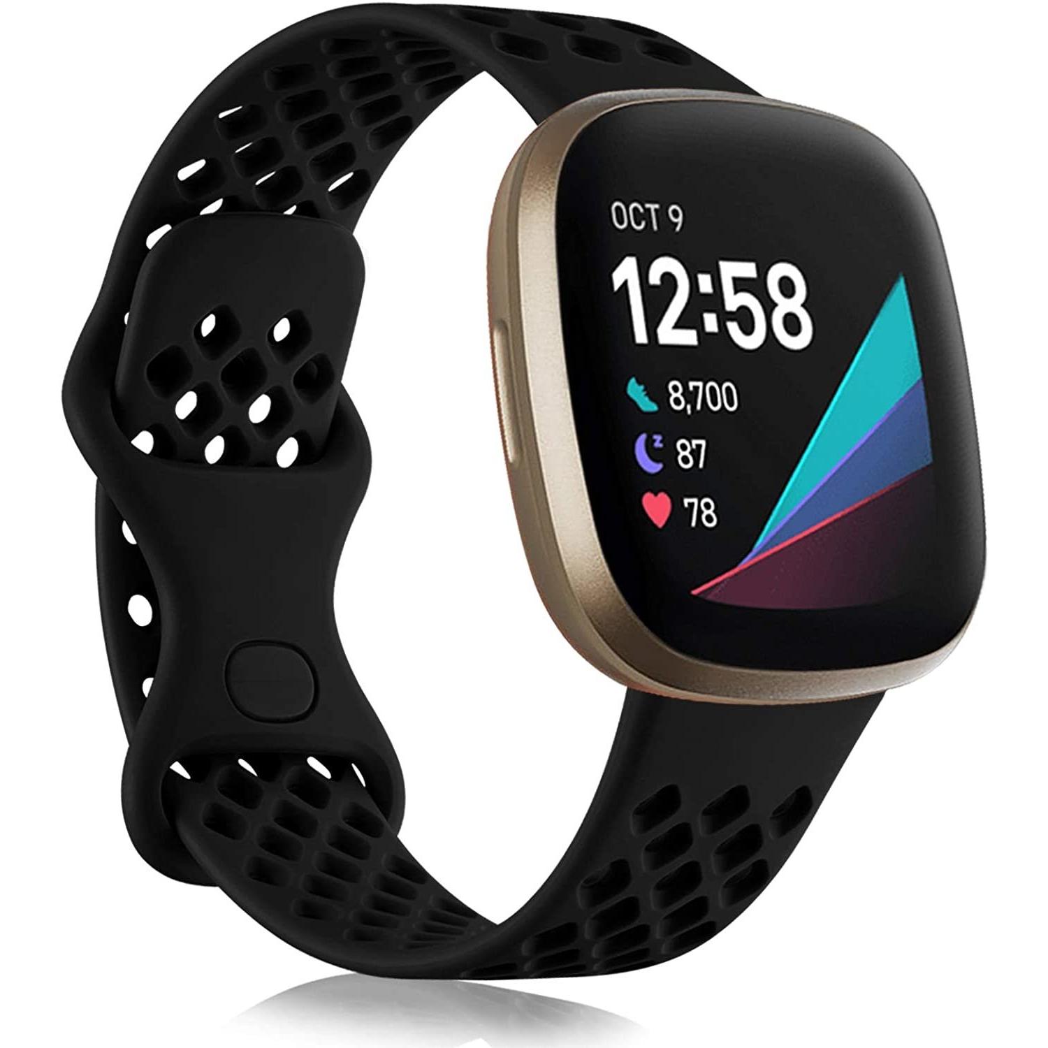 Strap-it Silikonband (Silikon, Versa 3), Uhrenarmband, Schwarz