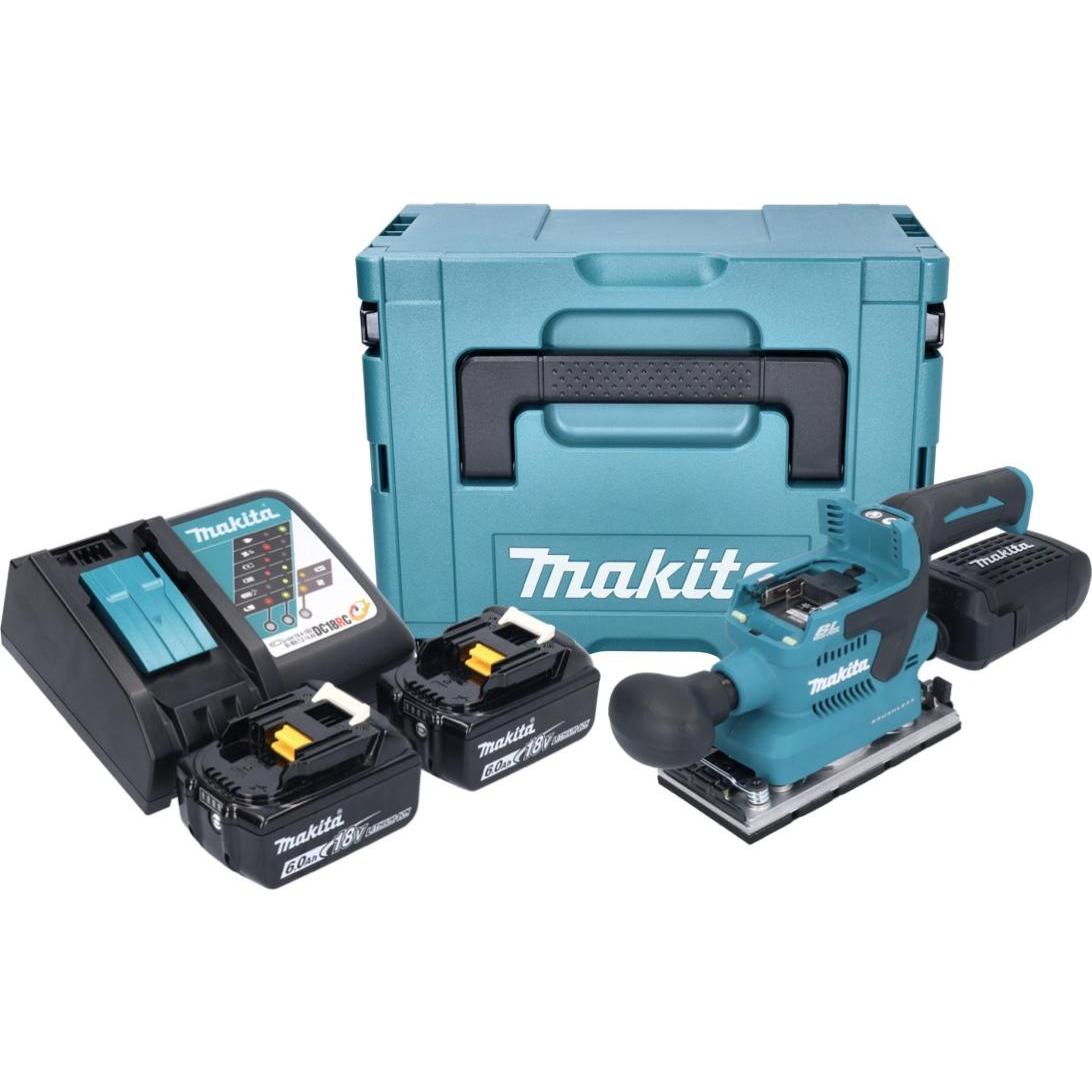 Thumbnail - Makita, Schleifmaschine + Poliermaschine, DBO 382 RGJ Akku Schwingschleifer 18 V 93 x 185 mm Brushless + 2x Akku 6,0 Ah ...