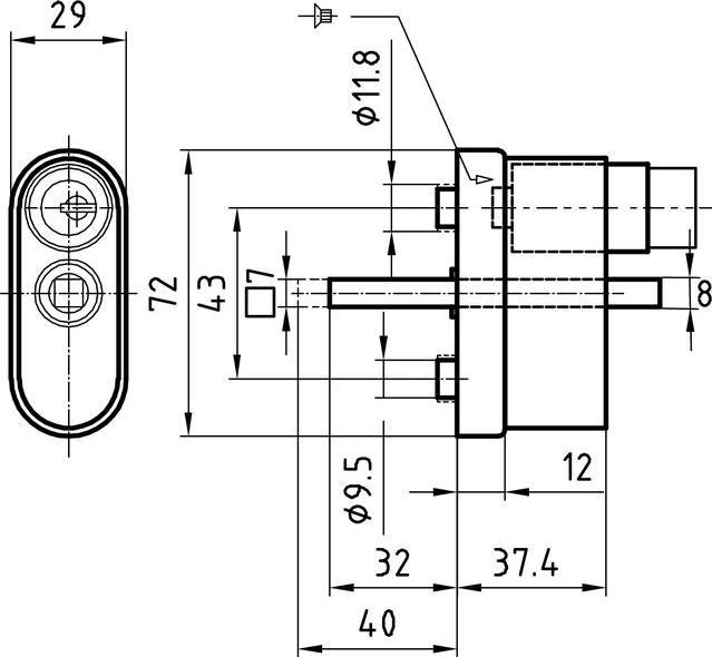 Immagine prodotto Glutz Rosone con chiave a spillo 5617 A con serratura 72x29x37,4m (Set di porte)