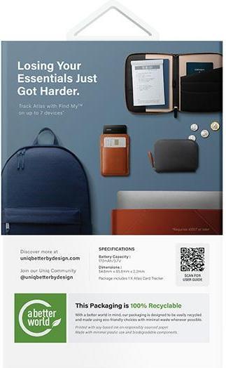 Actual product image Uniq Localiser NFC Atlas szary/graphite UNIQ-ATLASCARDTRK-GRAPHITE (iOS)