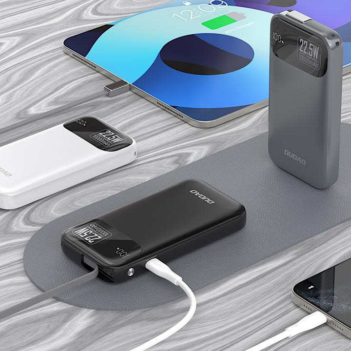 Actual product image Dudao K31 10000 mAh 22,5 W PD Powerbank mit integriertem Kabel - Grau (10000 mAh, 22.50 W, 38.50 Wh)