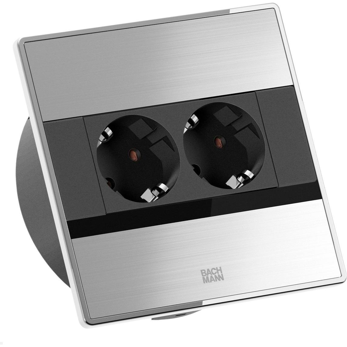 Bachmann, Presa di corrente, SENSE Edelstahl-Optik 2xCEE7/3