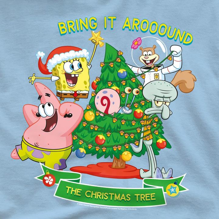 Actual product image Spongebob Squarepants Mens Aroooound The Christmas Tree Patrick Star T-Shirt (L)