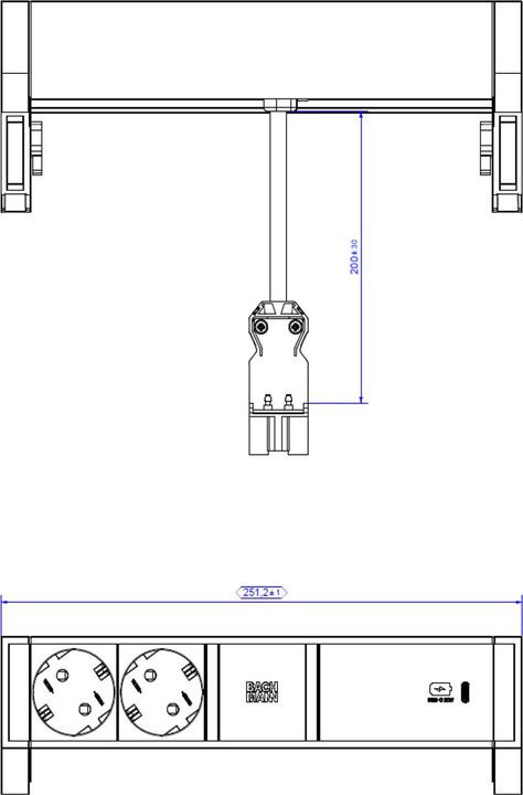 Produktbild Bachmann DESK2 2xCEE7/3 1xUSB C 60W (3x, CEE 7/3)