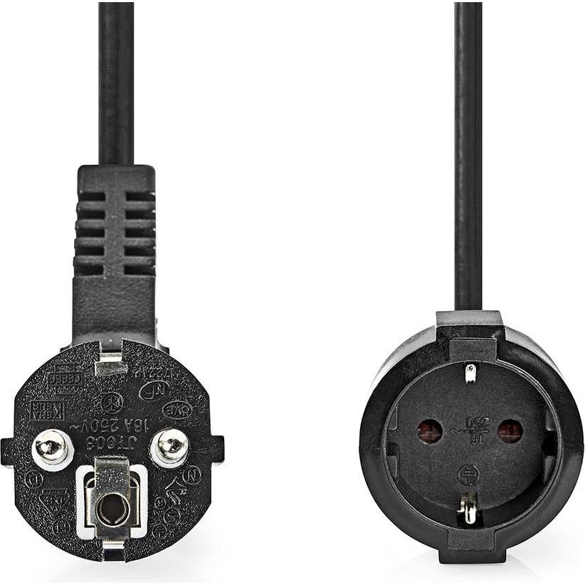 Thumbnail - Nedis, Verlängerungskabel, Stromkabel Schutzkontaktstecker Schutzkontaktsbuchse Abgewinkelt Gerade Vernickelt (2 m, CEE ...