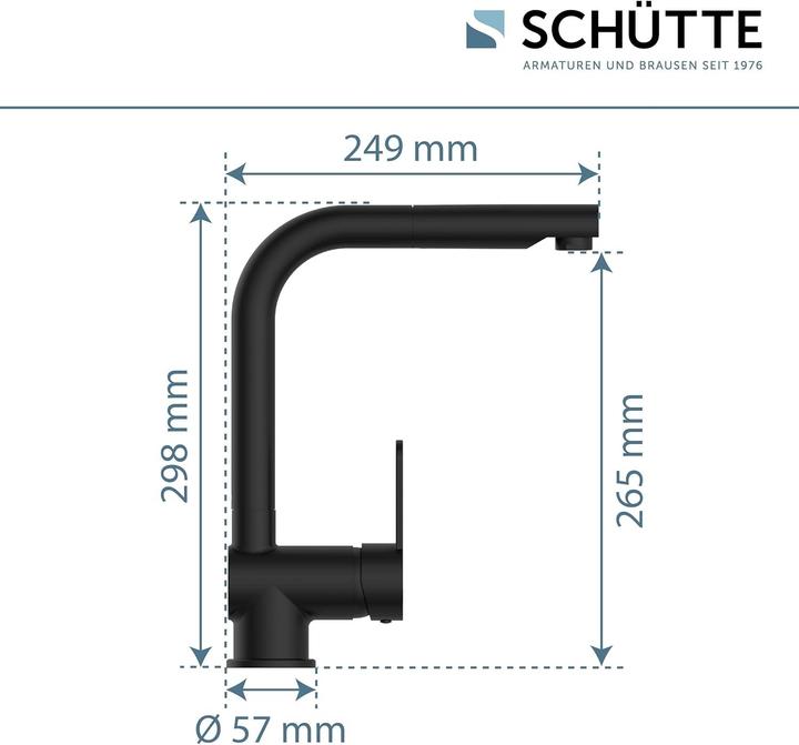 Actual product image Schütte Kitchen tap LONDON sink mixer Black matt Extendable Swivelling 79760