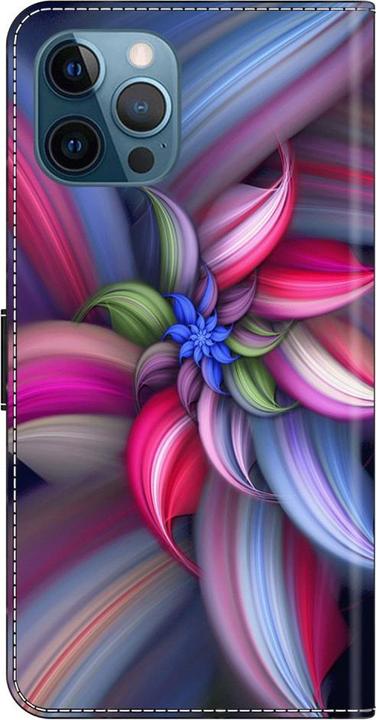 Actual product image Art iPhone 15 Pro Max Book Case Cover with Card Pocket Flower (Apple iPhone 15 Pro Max)