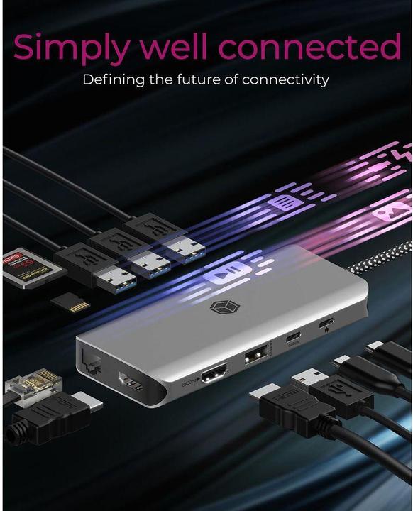 Produktbild Icy Box DockingStation mit 8K, Gigabit LAN & 100W PD IB-DK4061-CPD (USB-C, 12 Ports)