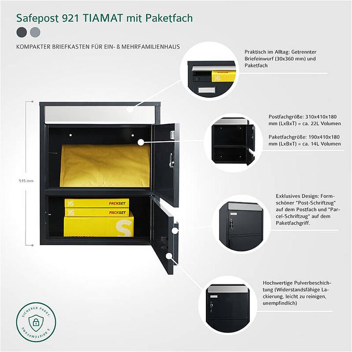 Productafbeelding SafePost 921 TIAMAT pakketbrievenbus anth + 4 sleutels