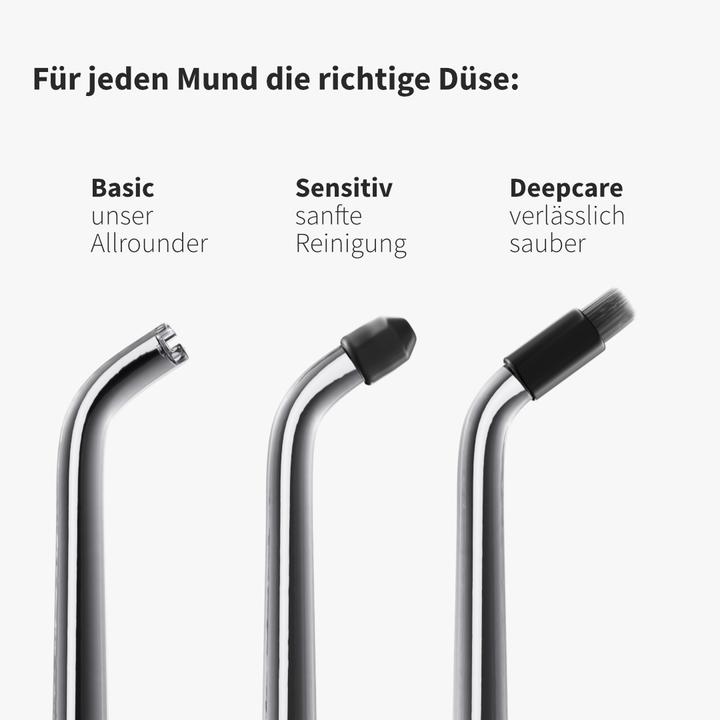 Produktbild Zahnheld Ersatzdüse Sensitiv 6x Schwarz (Mundduschenaufsätze)