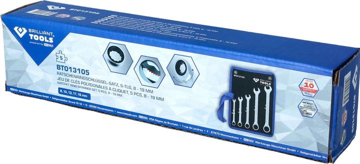 Actual product image KS Tools 8 - 19 mm ratchet ring spanner set 5 pieces (19 mm, 8 mm, 17 mm, 13 mm, 10 mm)