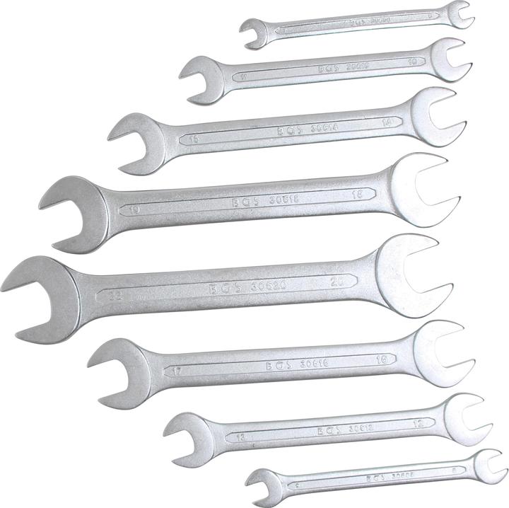 Immagine prodotto BGS Set di chiavi aperte doppie SW 6 - 22 mm 8 pezzi. (10 mm, 11 mm, 12 mm, 13 mm, 14 mm, 15 mm, 16 mm, 17 mm, 18 mm, 19 mm, 20 mm, 22 mm, 6 mm, 7 mm, 8 mm, 9 mm)