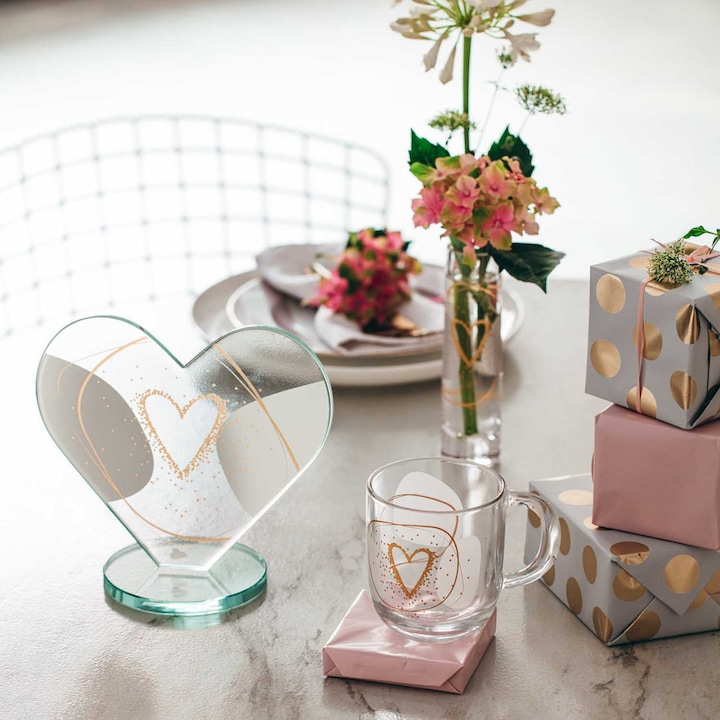Immagine prodotto Leonardo Vaso Emozione Heart 17 cm, Oro/Trasparente (1 x, Ø 4,5 cm, 0.13 l)