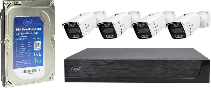 Image du produit PNI Kit vidéosurveillance 4 caméras IP extérieures 3 MP avec NVR POE et détection IA