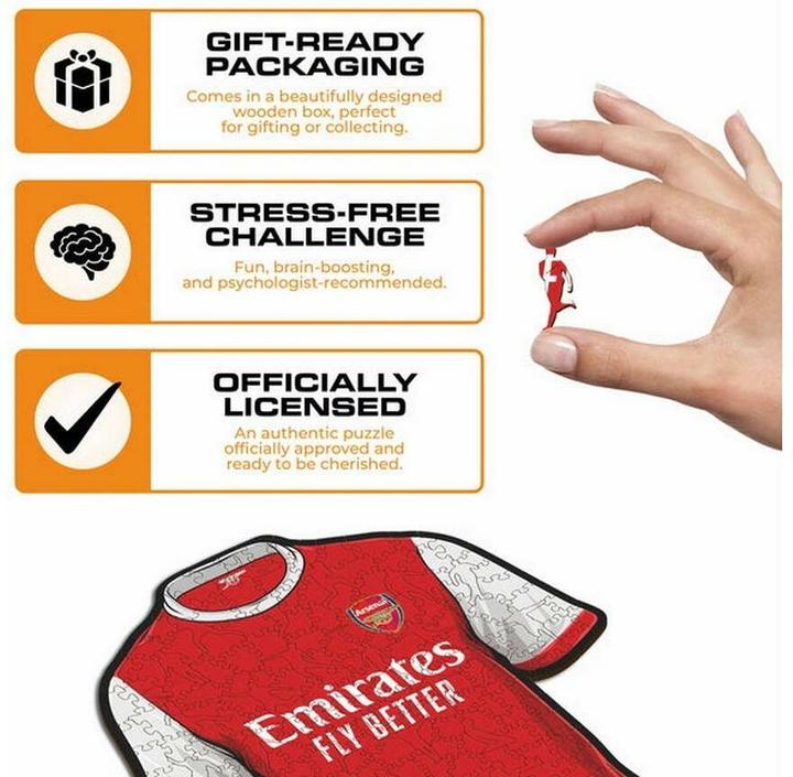 Actual product image Iconic Arsenal FC - Jersey - Wooden Puzzle Size S (150 pieces) (150 pieces)