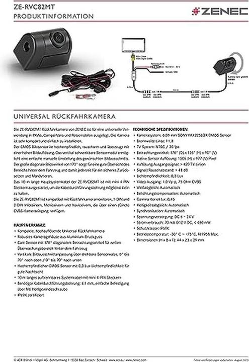 Produktbild Zenec Kompakte universelle Rückfahrkamera mit schwenkbarem Kopf und 170° Sichtwinkel