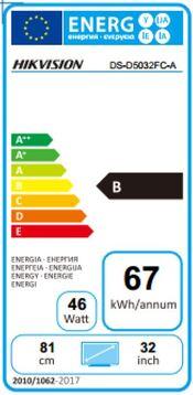 Label énergétique Hikvision DS-D5032FC-A - Moniteur LED - 80 cm (31.5") (1920 x 1080 pixels, 31.50")