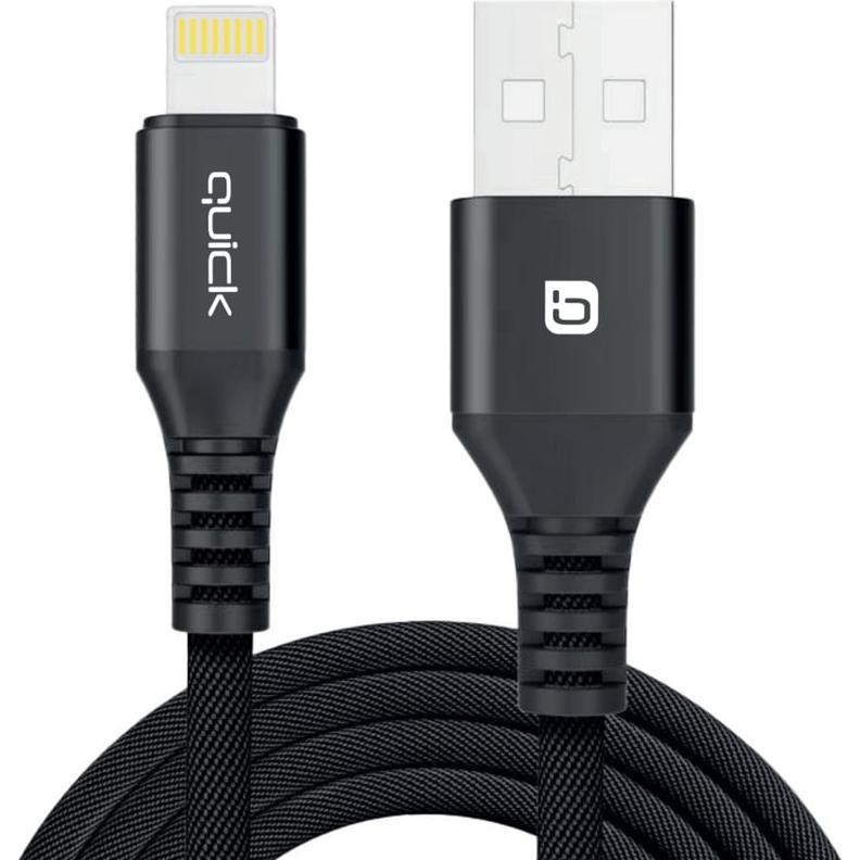 Quick Cavo USB USB-A - Lightning 1,5 m Czarny (4752168141243) (1.50 m), Cavo USB