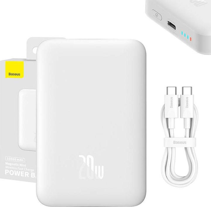 Productafbeelding Baseus Magnetische Powerbank, 10000mAh, 20W (wit) (10000 mAh, 20 W, 37 Wh)