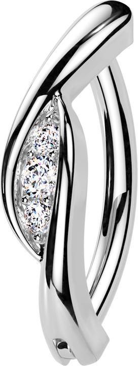 Star Piercing Banane klappbar silber Schild Kristall verschlungen (Messing, Chirurgenstahl 316L)