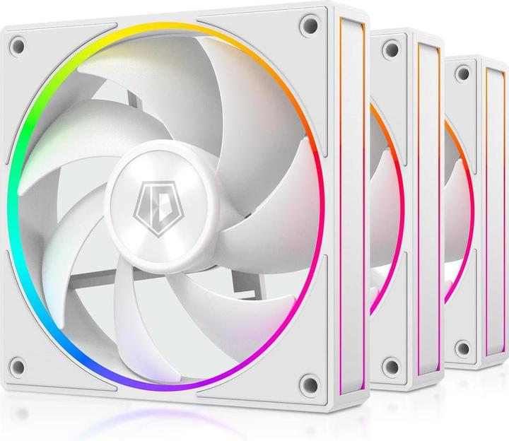 Actual product image ID-Cooling Set of 3 AF-127 120mm white fans with aRGB lighting (120 mm, 3x)