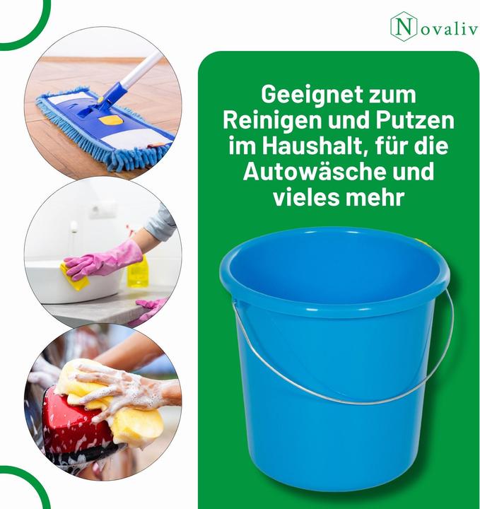 Produktbild Novaliv 3 Stück Eimer 5L Blau mit Masseinteilung - Putzeimer 5 Liter? 22,5 cm Praktischer Allrounder (3 Stk.)