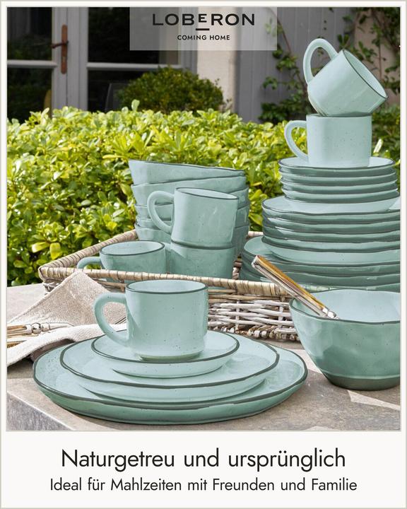 Actual product image Loberon Tableware Set of 30 Biarré turquoise (30 pcs.)