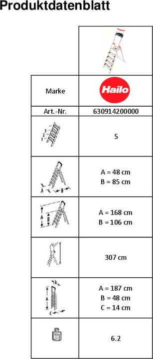 Actual product image Hailo Household ladder L95 HB Standardline (170 cm)