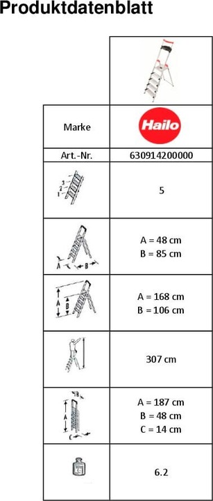 Immagine prodotto Hailo Scala per uso domestico L95 HB Standardline (170 cm)
