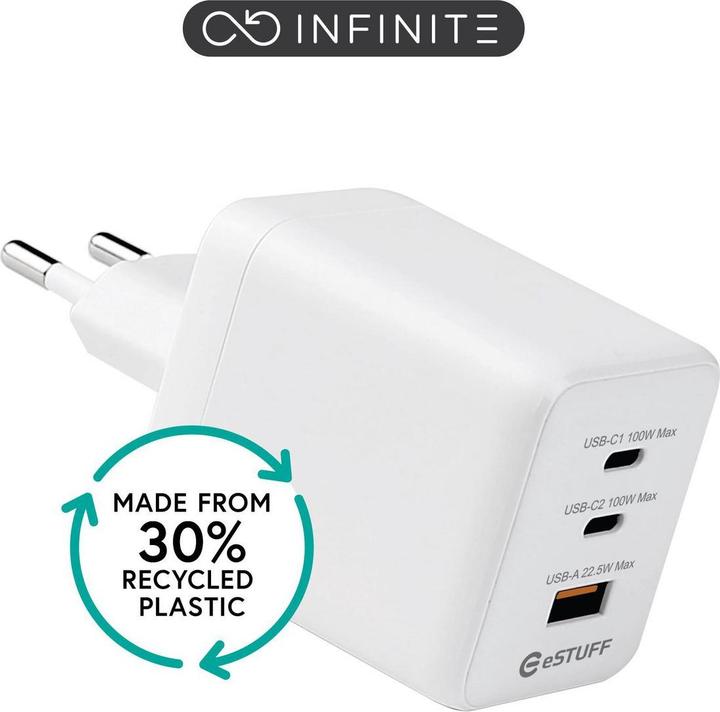 Produktbild eSTUFF INFINITE USB-C Charger EU PD (100 W, 3 Ports)